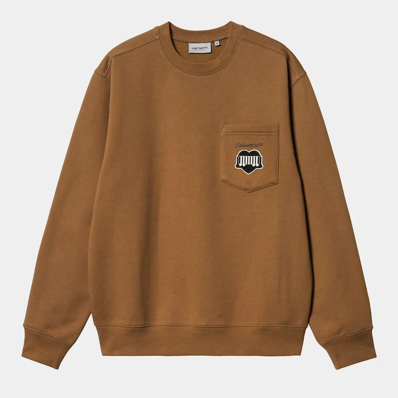 Carhartt WIP Herr Heart Train Sweat Top - Hamilton Brown