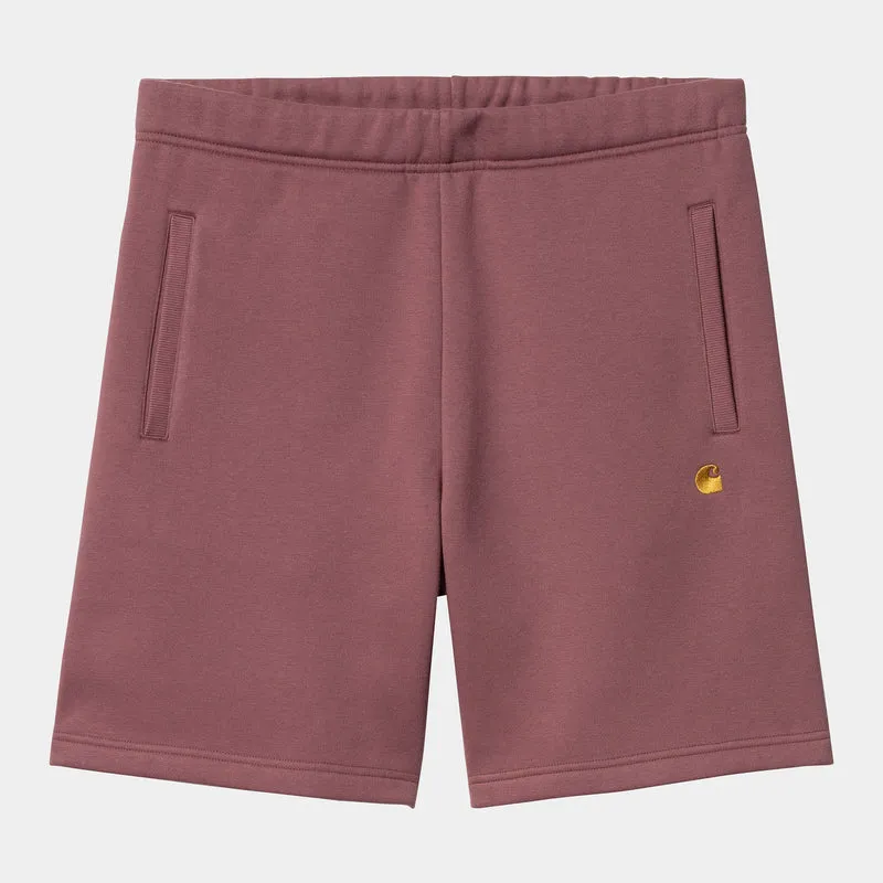 Carhartt WIP Chase Sweat Shorts för män - Dusty Fuchsia