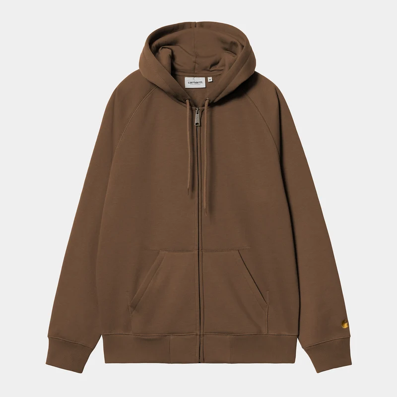 Carhartt WIP Herr Chase Zip Front Jacka Hoodie - Choklad