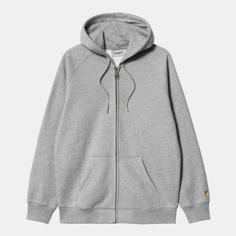 Carhartt WIP Herr Chase Zip Front Jacka Hoodie - Grey Heather