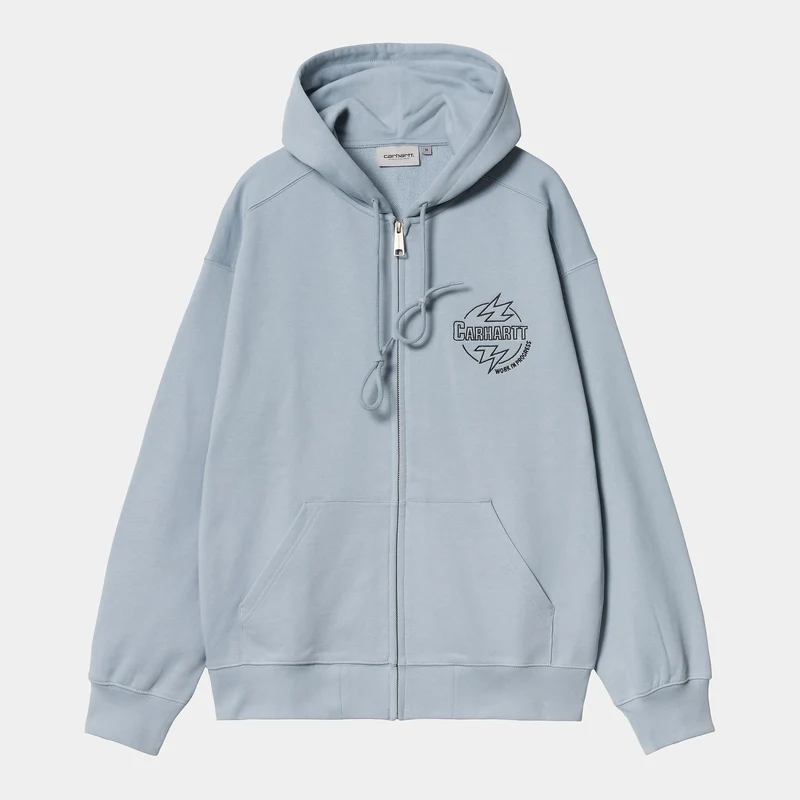 Carhartt WIP Herr Ablaze Zip Front Jacka Hoodie - Misty Sky