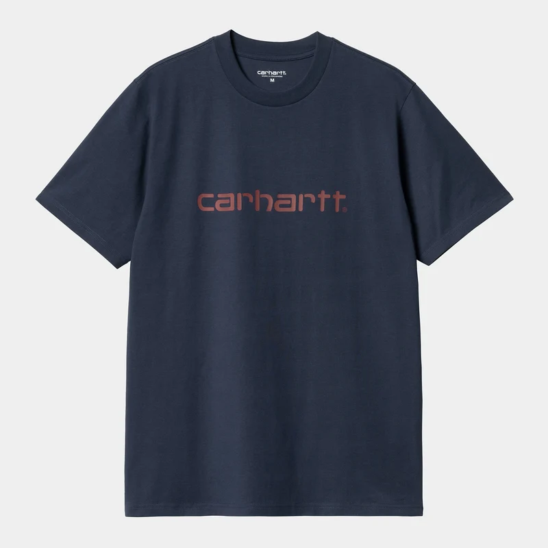 Carhartt WIP Man Script kortärmad T-shirt - Air Force Blue / Malbec