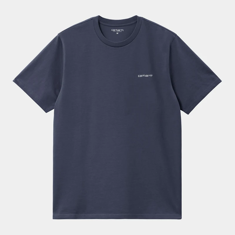 Carhartt WIP Man Script Broderi Kortärmad T-shirt - Air Force Blue
