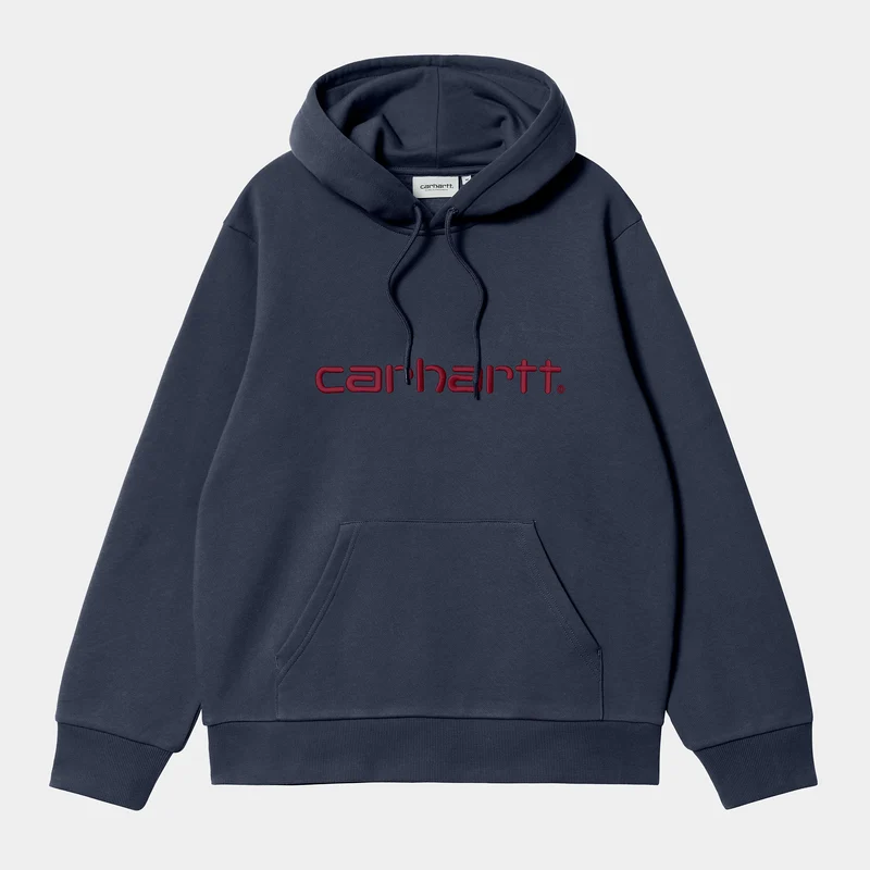 Carhartt WIP Herr Carhartt Hoodie - Air Force Blue / Malbec