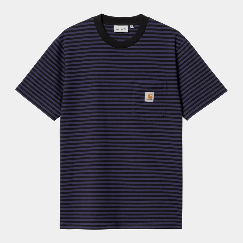 Carhartt WIP Herr Verner Kortärmad Pocket T-Shirt - Svart / Aura