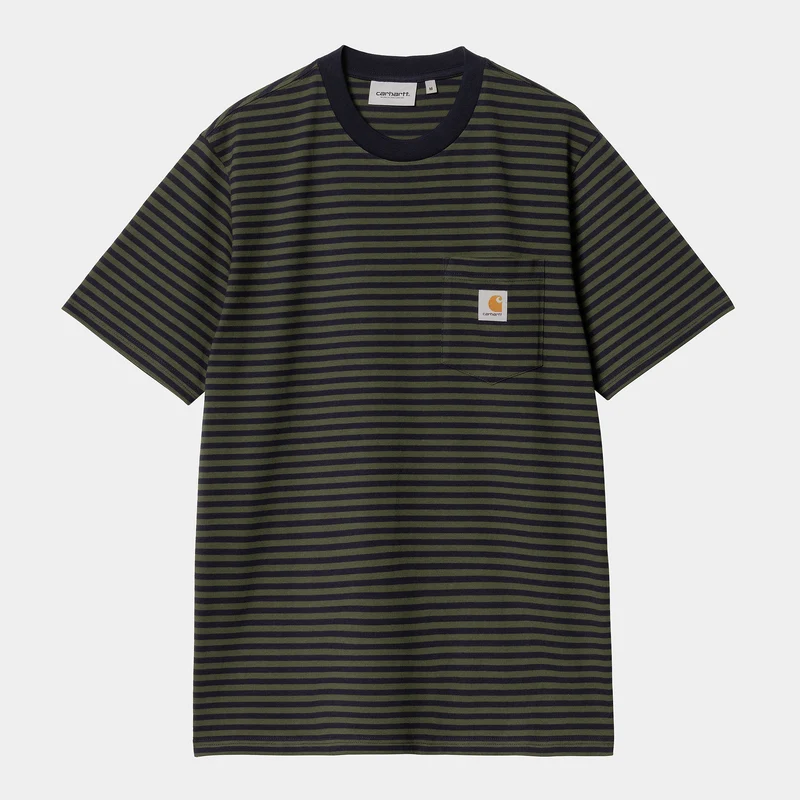 Carhartt WIP Herr Verner kortärmad fick-T-shirt - mörk marinblå