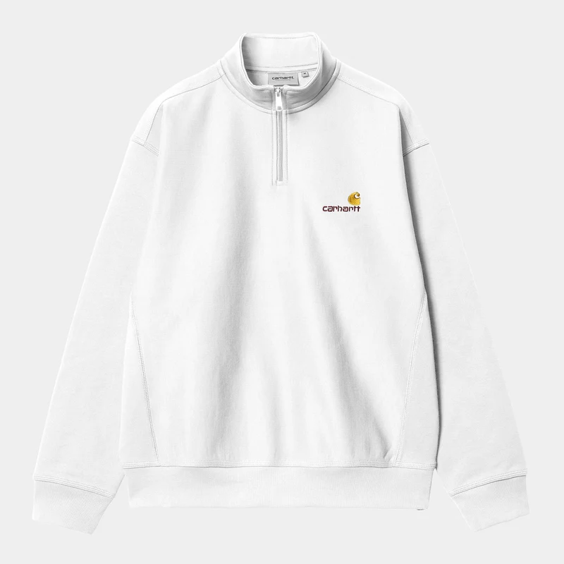 Carhartt WIP Herr Halv dragkedja American Script Träningstopp - Vit