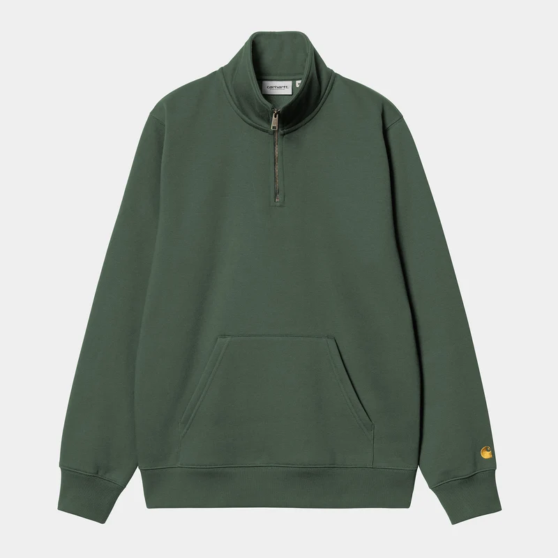 Carhartt WIP Män Chase Neck Zip Sweat Top - Sycamore Green