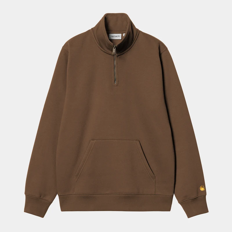 Carhartt WIP Herr Chase Neck Zip Sweat Top - Choklad