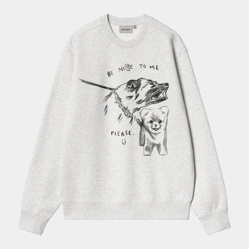 Carhartt WIP Herr Pepe Be Nice Sweat Top - Ash Heather