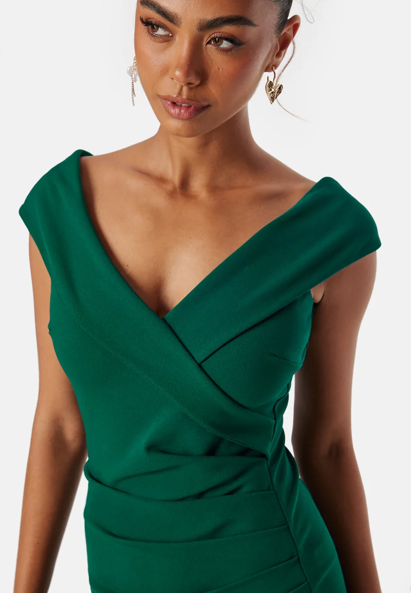 Bardot Pleat Maxi Split Dress