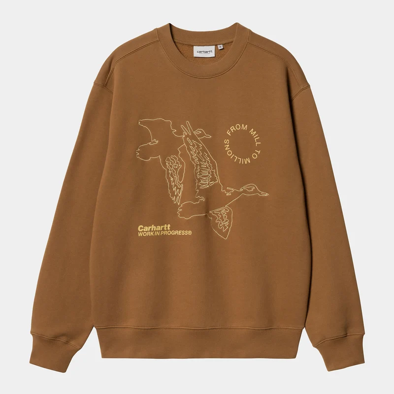 Carhartt WIP Herr Flying Ducks Sweat Top - Hamilton Brown