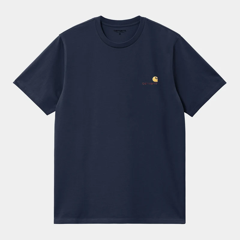 Carhartt WIP Herr Kortärmad American Script T-shirt - Flygvapnet Blå