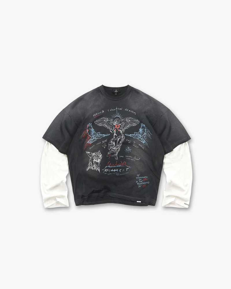 Heavier Than The Heavens Long Sleeve T-Shirt - Washed Black