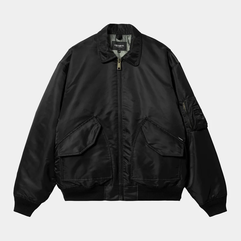 Carhartt WIP Olten Bomberjacka för män - Svart / Rökgrön