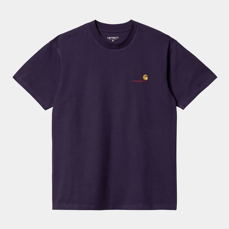 Carhartt WIP Herr Kortärmad American Script T-shirt - Cassis