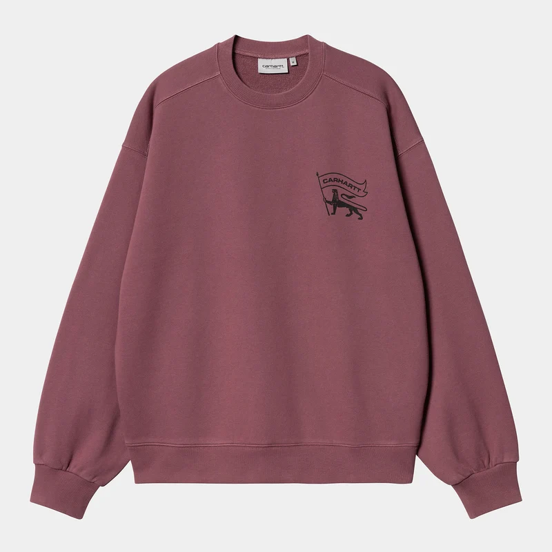 Carhartt WIP Män Stamp Sweat Top - Dusty Fuchsia / Svart