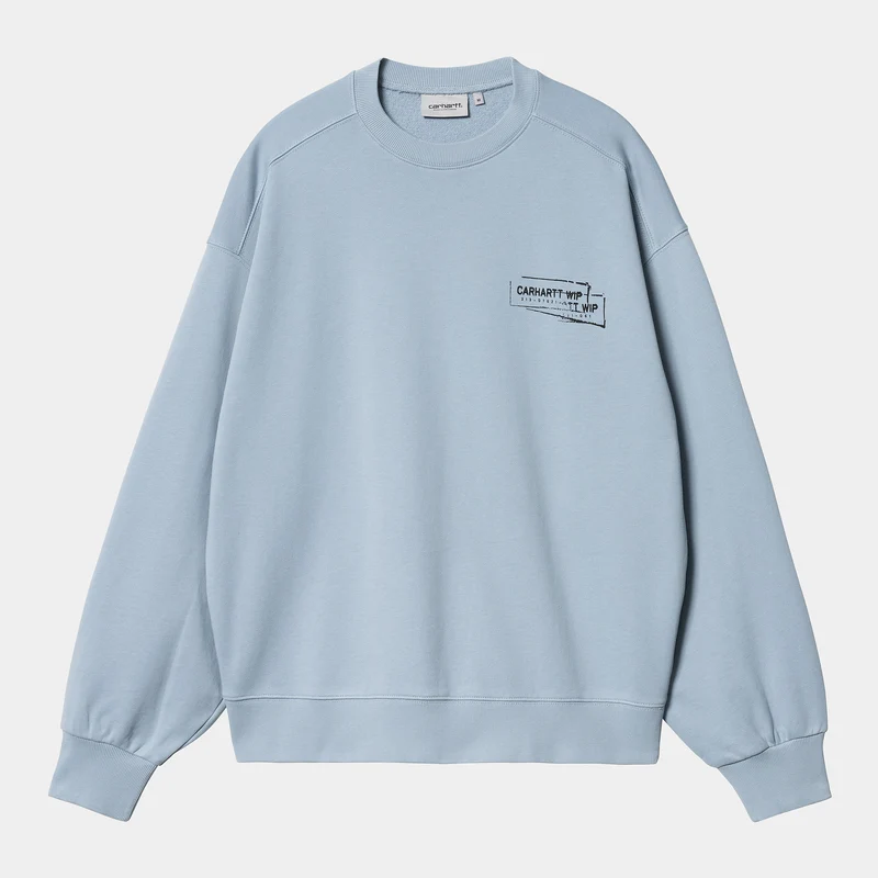 Carhartt WIP Män Stamp Sweat Top - Misty Sky / Svart