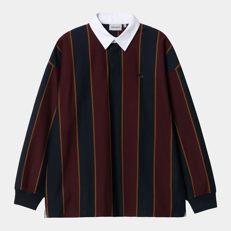 Carhartt WIP Reuben långärmad rugbytröja för män - mörk marinblå