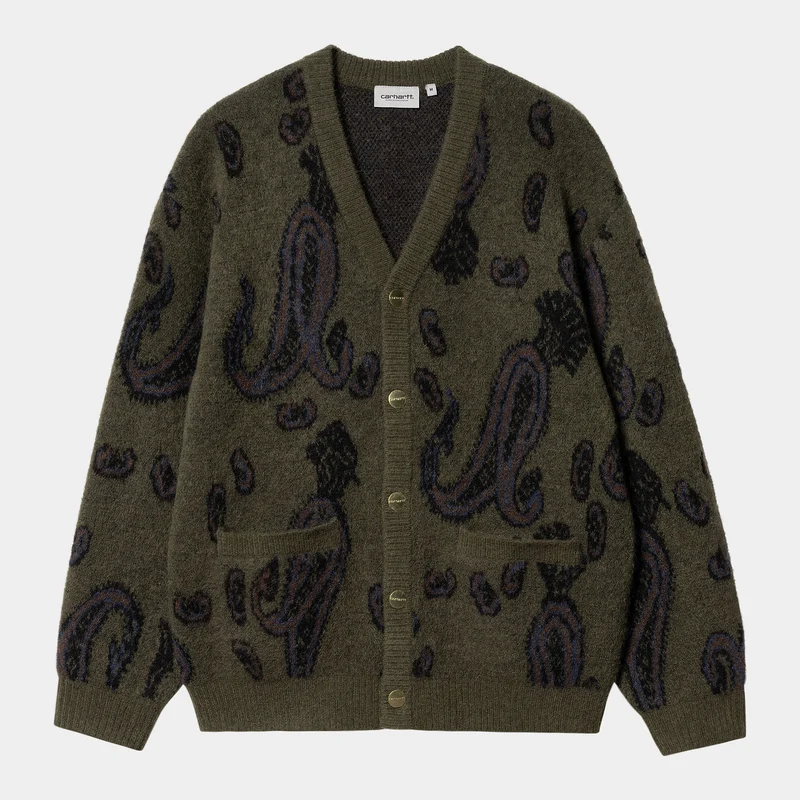 Carhartt WIP Herr Medford Paisley Jacquard Cardigan - Plant