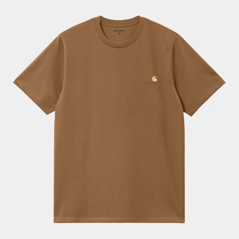 Carhartt WIP Herr Kortärmad American Script T-shirt - Hamilton Brun