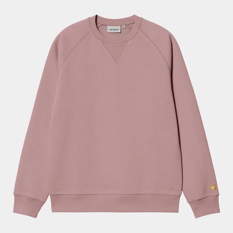 Carhartt WIP Chase Sweat Top för män - Glasig Rosa / Guld