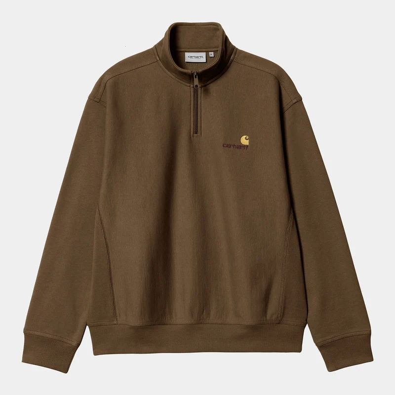 Carhartt WIP Herr Halv dragkedja American Script Träningströja - Lumber