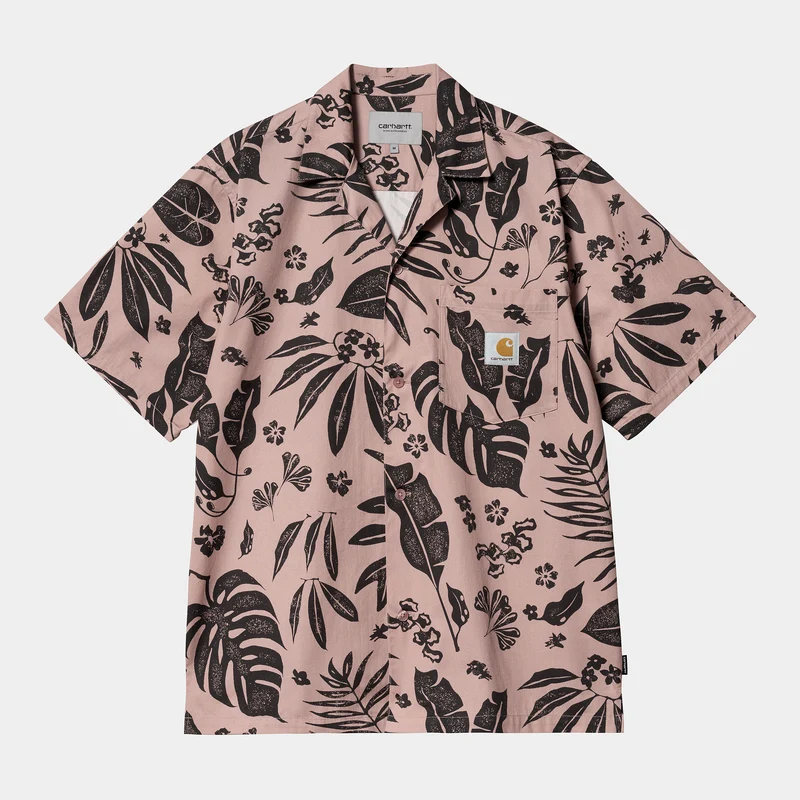 Carhartt WIP Träblock kortärmad skjorta för män - Glasig rosa