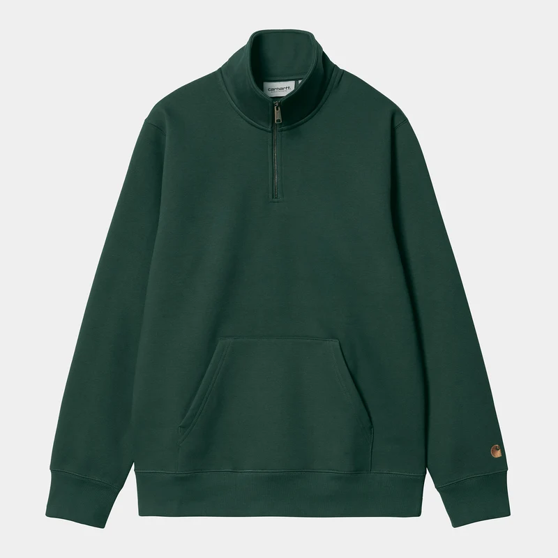 Carhartt WIP Herr Chase Zip Sweat Top - Discovery Green / Gold