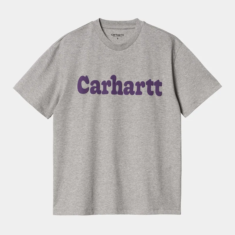 Carhartt WIP Bubbles kortärmad T-shirt i ekologisk bomull för kvinnor - Grå Ljung / Cassis