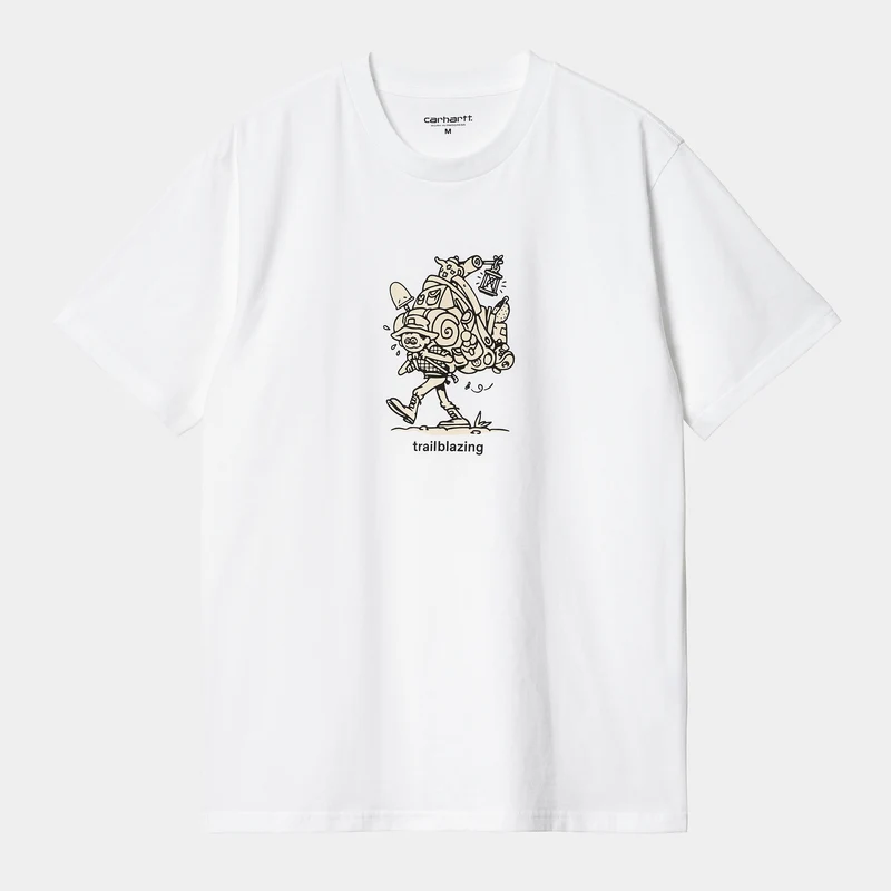 Carhartt WIP Herr Trailblazer Kortärmad Ekologisk T-shirt - Vit
