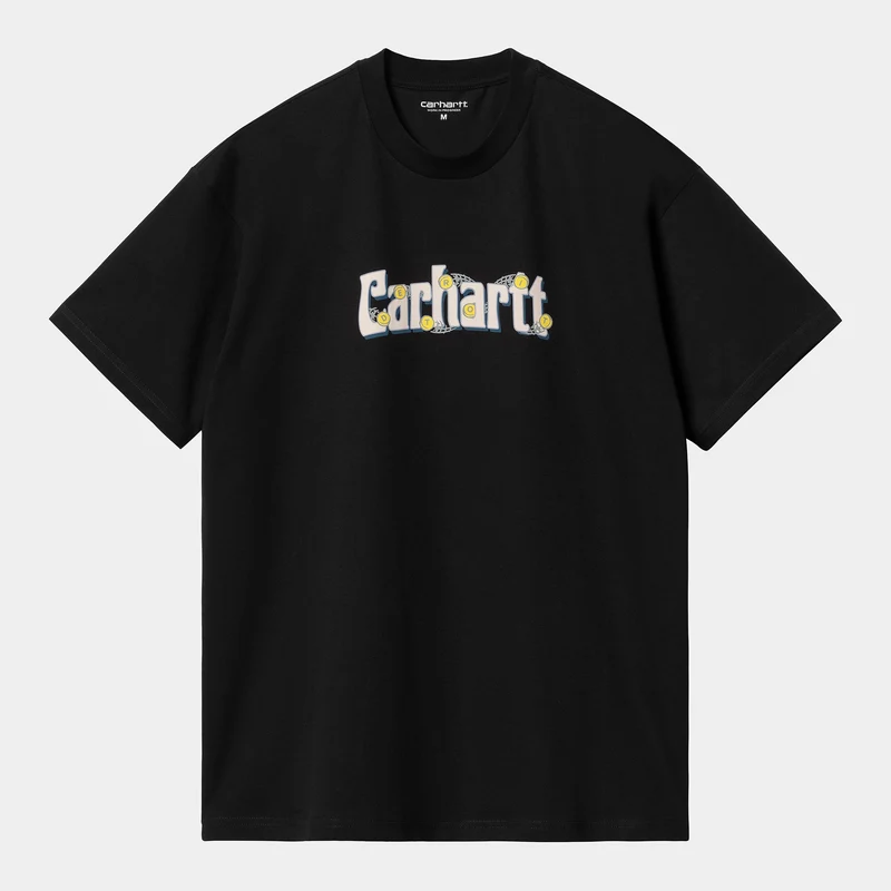 Carhartt WIP Spin Script kortärmad ekologisk T-shirt för män - Svart