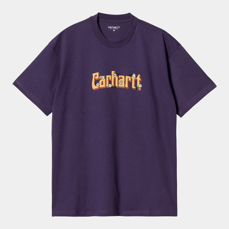 Carhartt WIP Spin Script kortärmad ekologisk T-shirt för män - Cassis