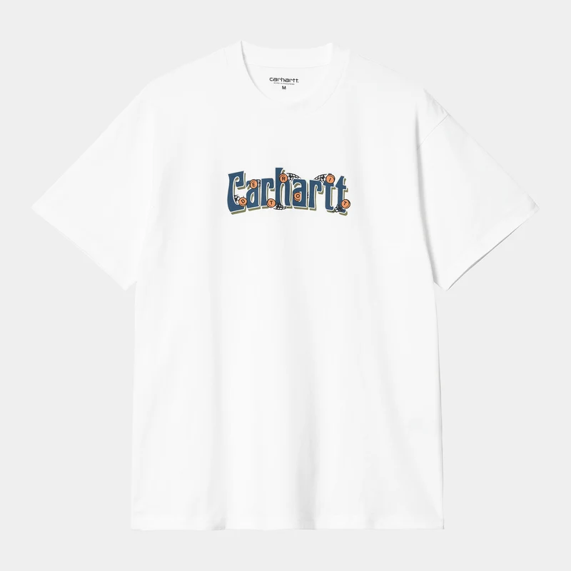 Carhartt WIP Spin Script kortärmad ekologisk T-shirt för män - Vit
