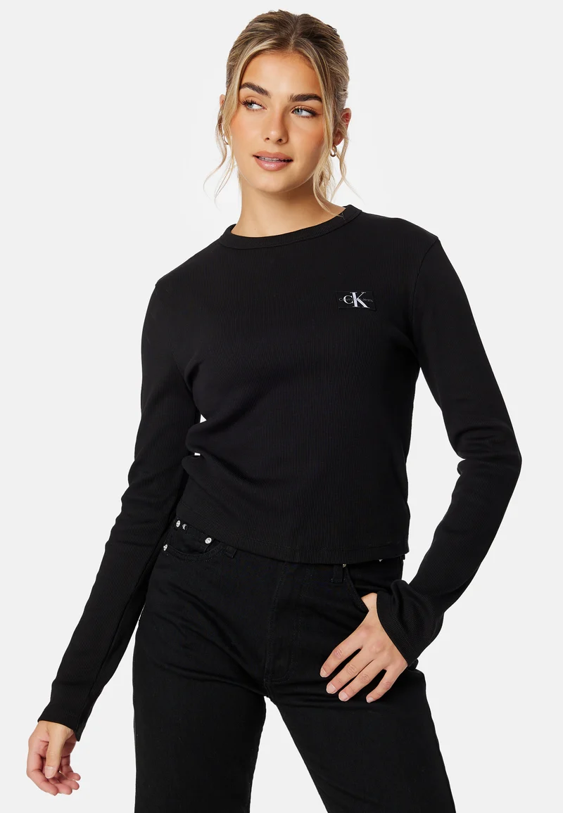 Woven Label Rib Long Sleeve