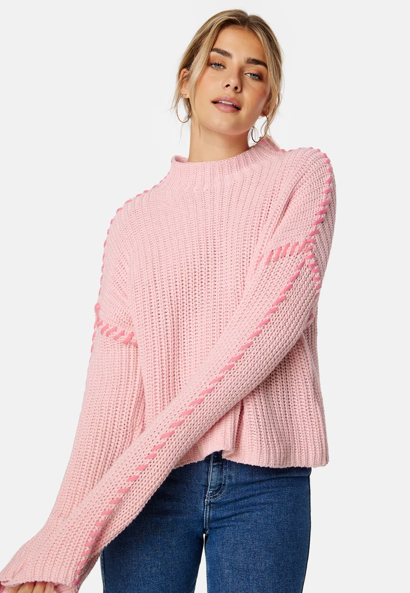 Cream LS Funnelneck Pullover