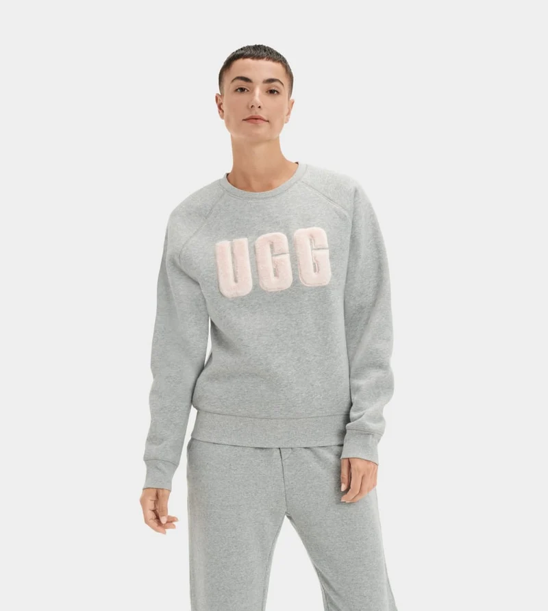 UGG Dam Madeline Fuzzy Logo Topp - Grå Ljung
