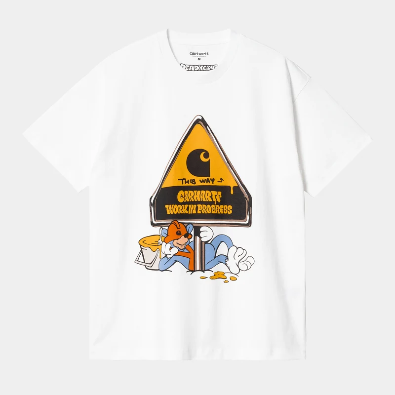 Carhartt WIP Herr Deadkebab Workin On It Kortärmad Ekologisk T-shirt - Vit