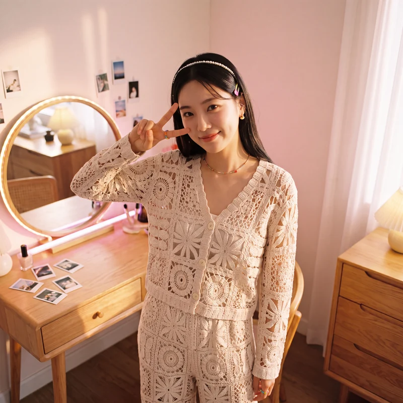 Cardigan Tricoté Beige Ajoué