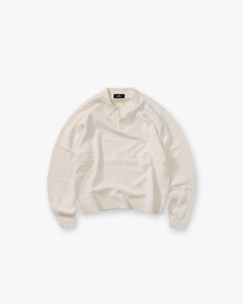 Knitted Polo - Aged White