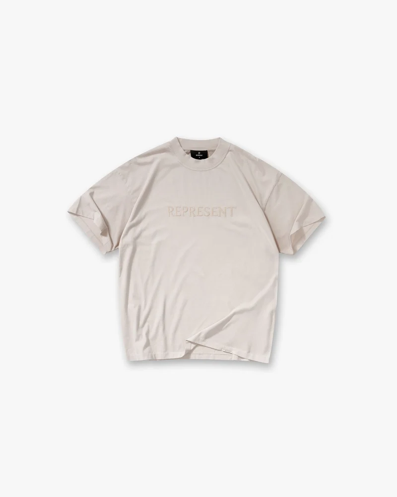 Embroidered Serif Logo T-Shirt - Concrete