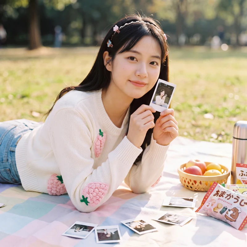 Pull Fraise Col Rond Kawaii