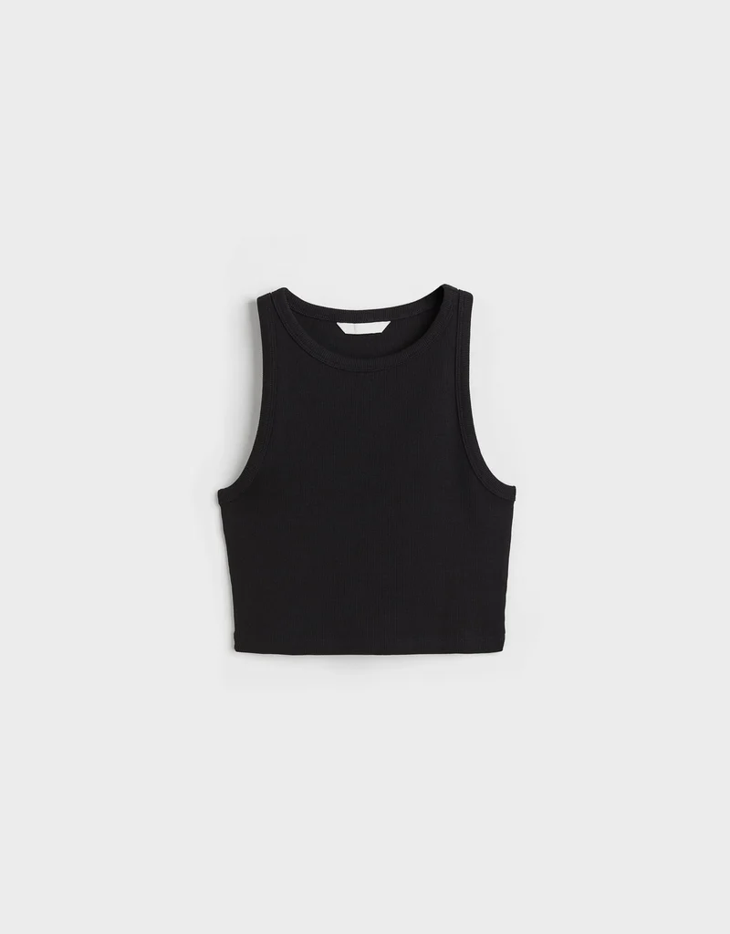 Cropped Fit Top - Black