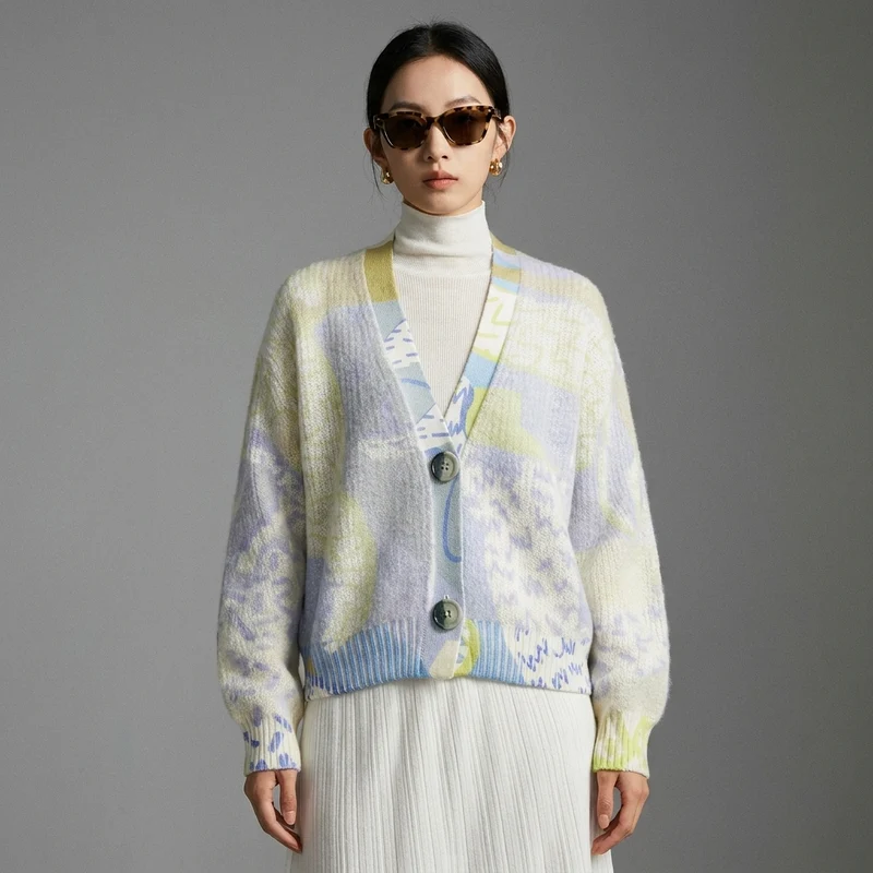 Pull Col V Tricoté Colorblock
