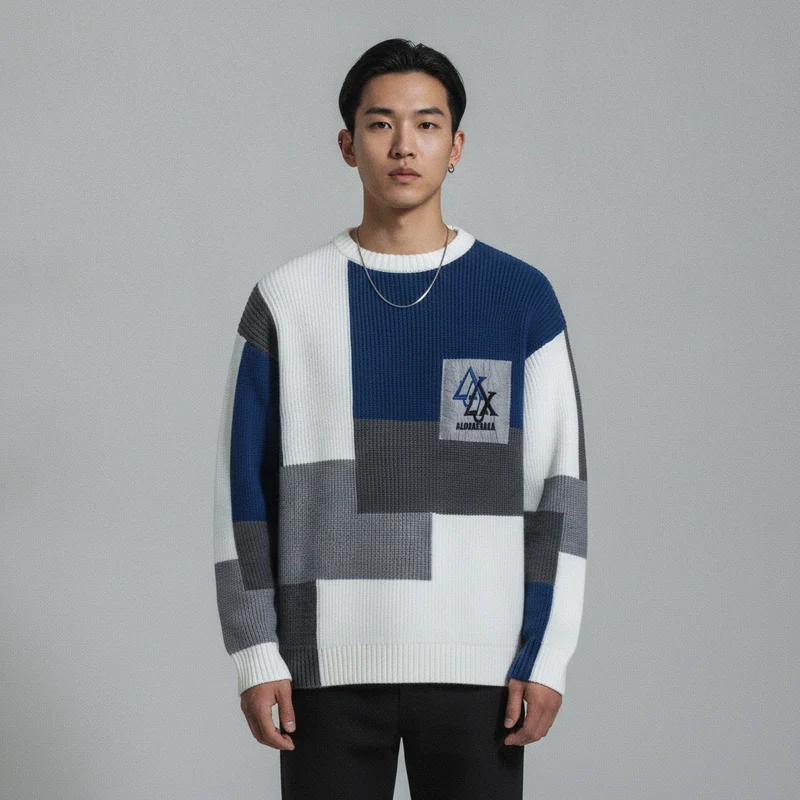 Pull Col Rond Brodé Rétro