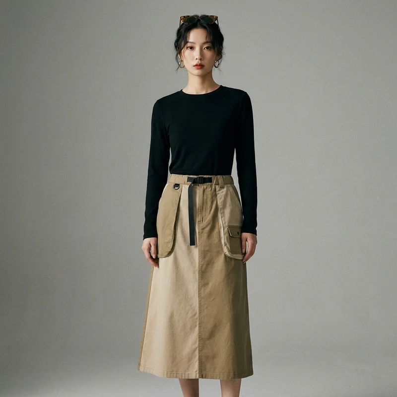 Jupe Longue Taille Élastique Vintage