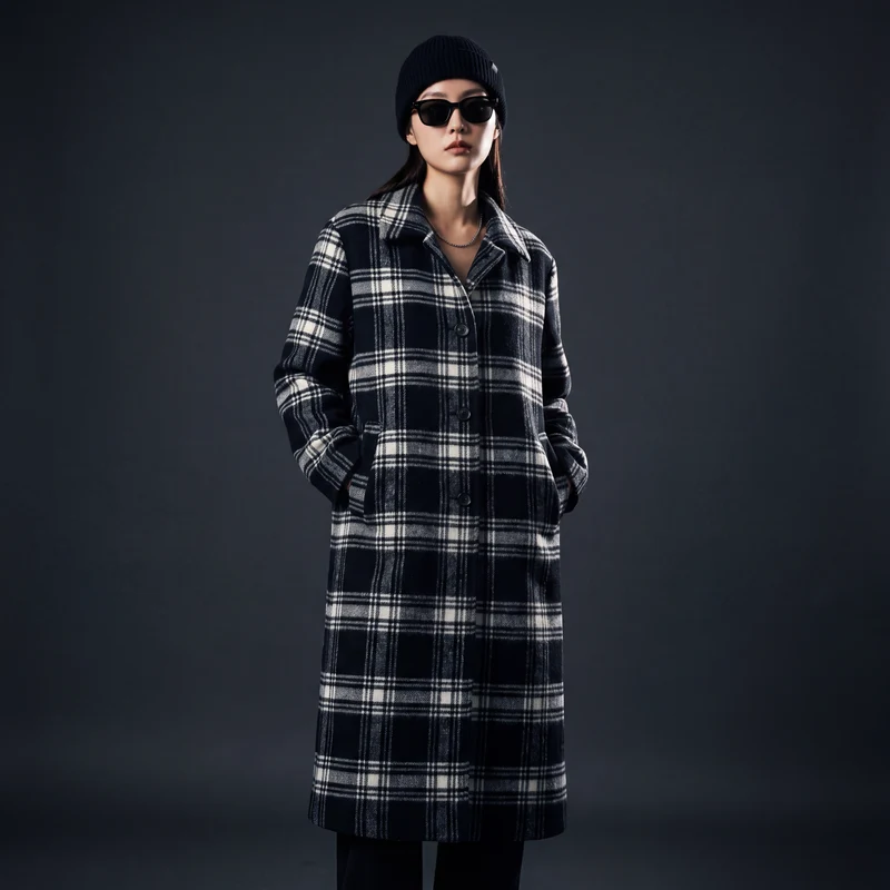 Manteau à Carreaux Élégant