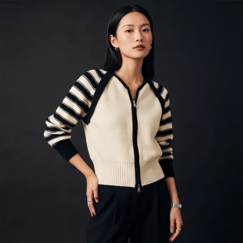 Cardigan Rayé Zippé Streetwear