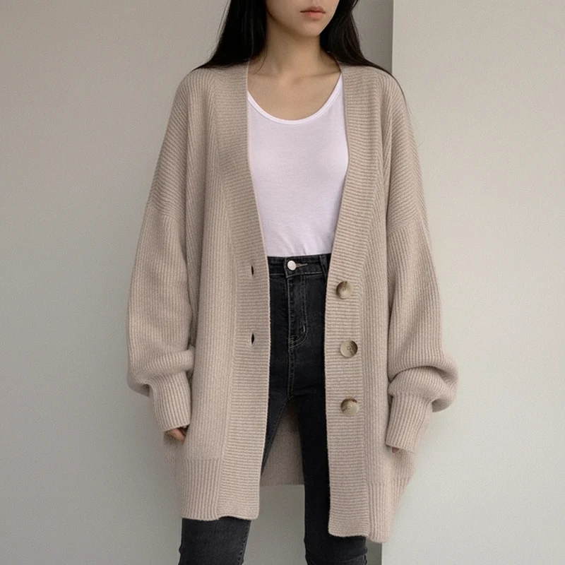 Cardigan Tricoté Ample Uni