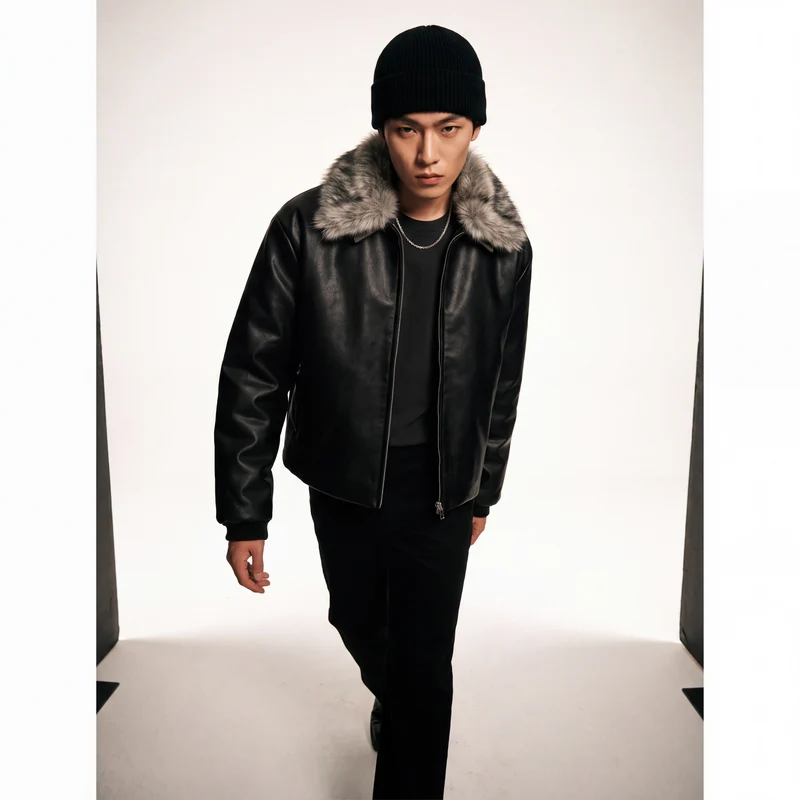 Veste Hiver Style Rétro Col Fourrure